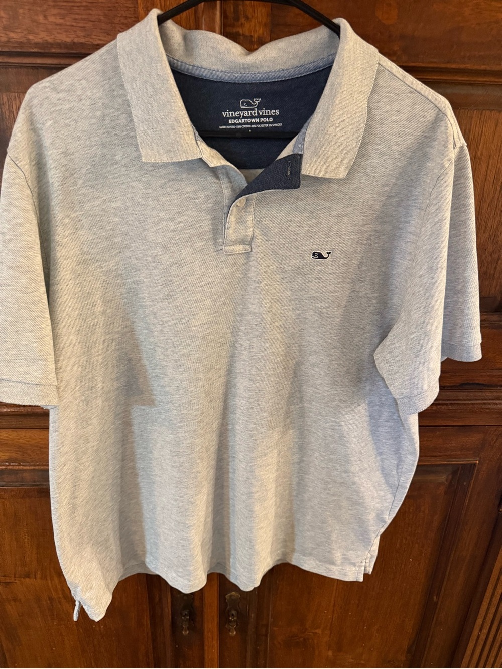 Vineyard Vines Short Sleeve Edgartwon Polo Large Solid Grey Shirt Whale Logo